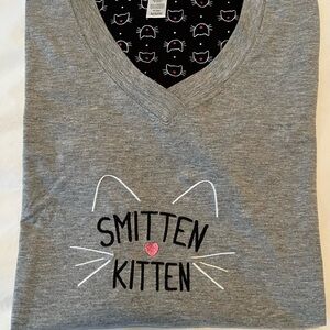 Rene Rofe Gray 'Smitten Kitten' Pajama T-Shirt Dress